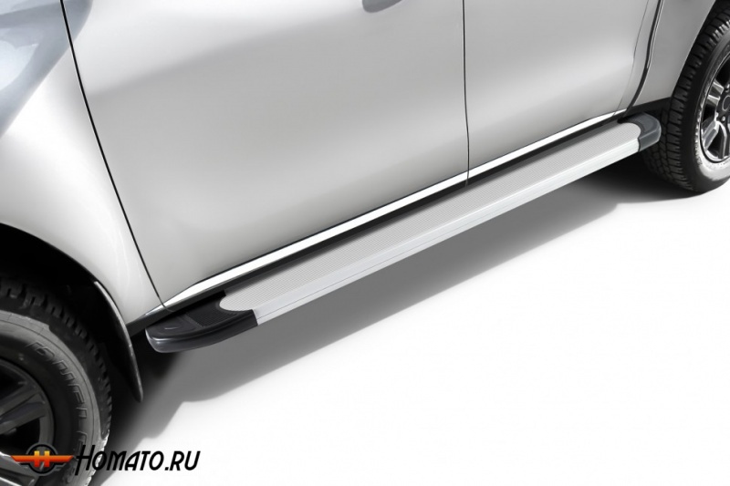 Пороги алюминиевые Toyota Hilux (2015+/2020+) | Slitkoff