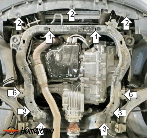 Защита картера Opel Antara 2012-2015 | двигатель + КПП, 2 мм, сталь | MOTODOR | 73004