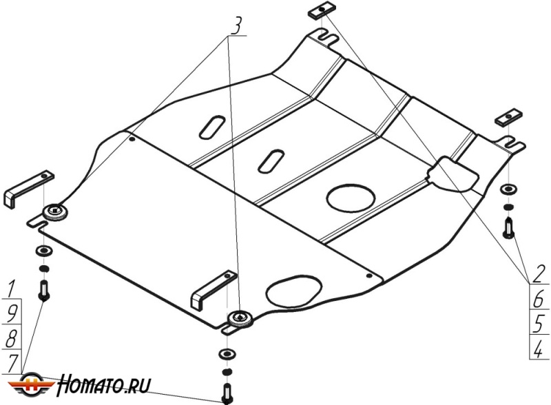 Защита картера Honda Airwave 2004-2008 | двигатель + КПП, 2 мм, сталь | MOTODOR | 00821