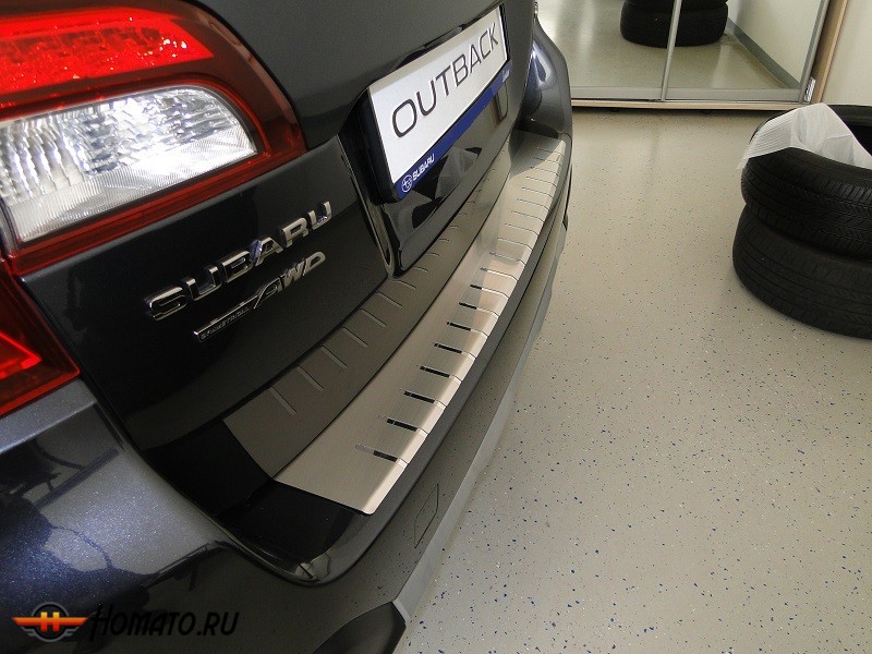 Накладка на задний бампер для Subaru Outback 5 2014+ | нержавейка, с загибом