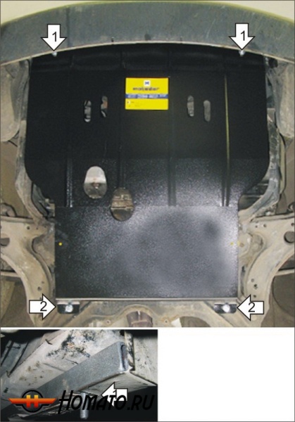 Защита картера Skoda Octavia I 1996-2000 | двигатель + КПП, 2 мм, сталь | MOTODOR | 02302