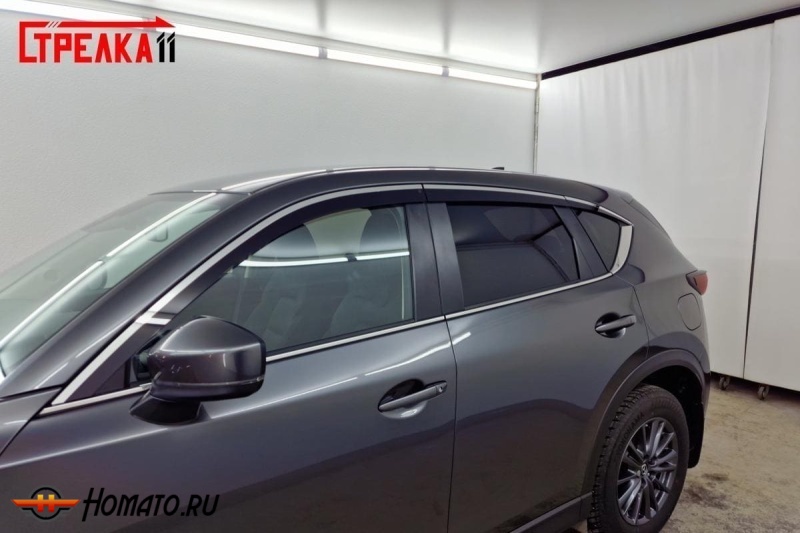 Дефлекторы Mazda CX5 2 2017-/2022- | премиум, плоские, 2D