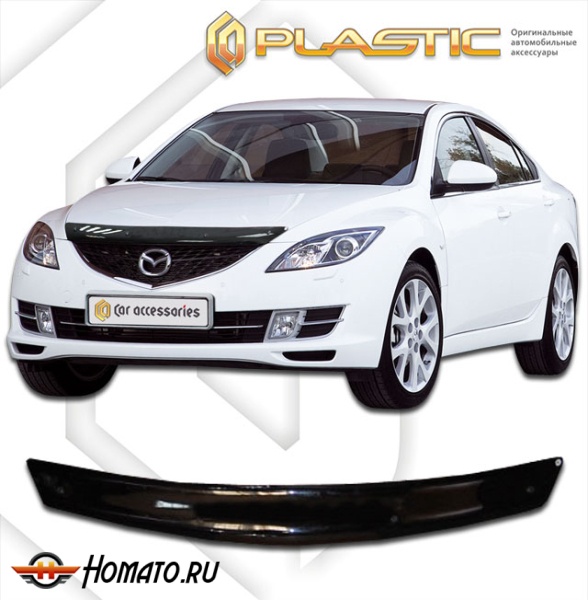 Дефлектор капота Mazda 6 лифтбек 2007-2012 (GH) | черный