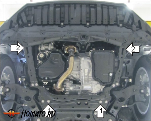 Защита картера Toyota RAV 4 2013-2019 | двигатель + КПП, 2 мм, сталь | MOTODOR | 72503