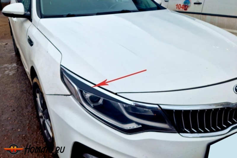 Накладки на фары для Киа Оптима 4 2014-2020 | 2 штуки, декор