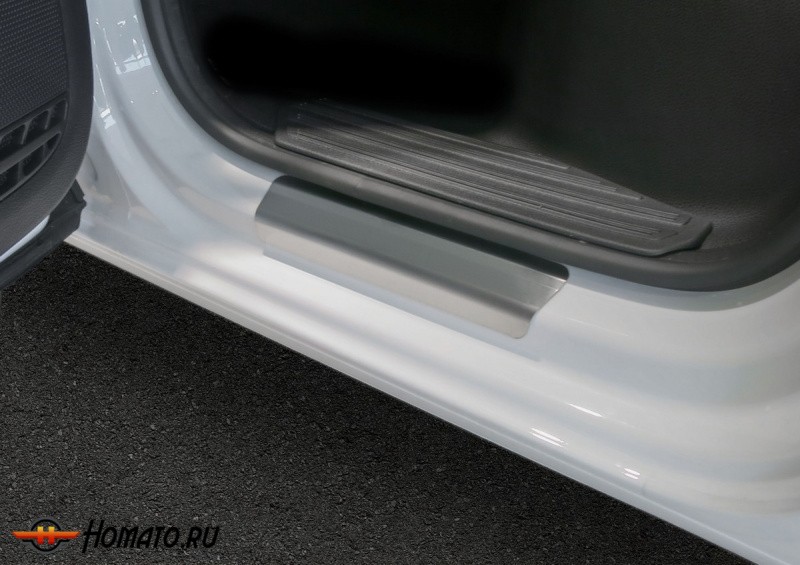 Накладки на пороги для Volkswagen Amarok 2016-2019 | нержавейка, Rival