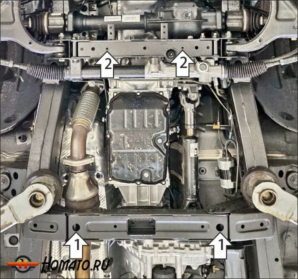 Защита картера KGM Rexton | КПП, 2 мм, сталь | MOTODOR | 72806