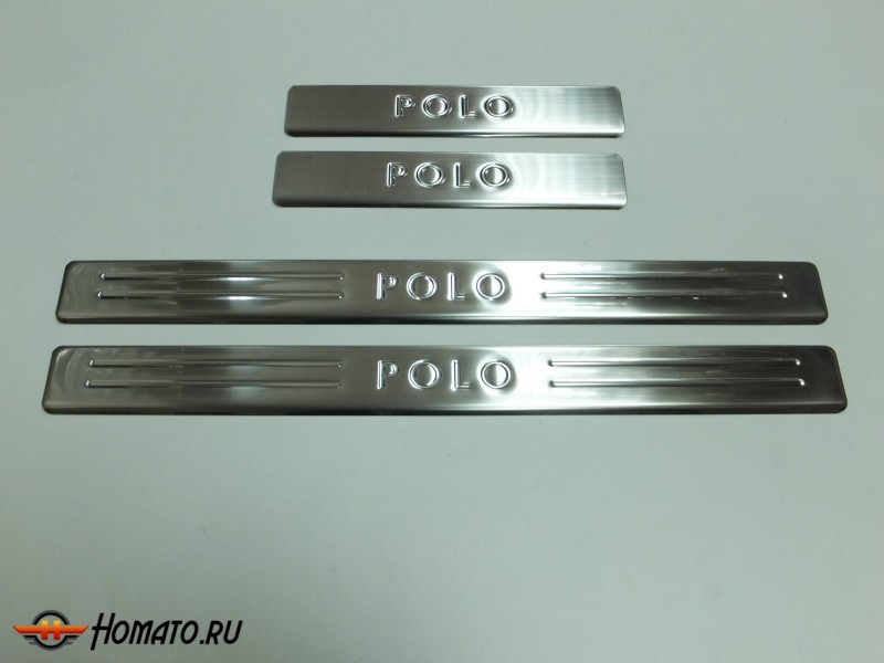 Накладки на дверные пороги для Volkswagen Polo 2009+/2015+ из нержавеющей стали