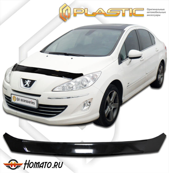 Дефлектор капота Peugeot 408 седан 2012-2017 | черный
