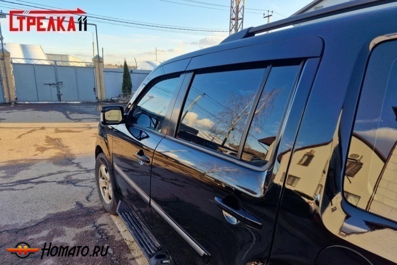 Дефлекторы Honda Pilot 2 2008-2015 | премиум, плоские, 2D