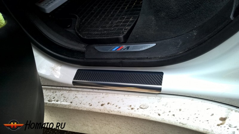 Накладки на пороги для BMW X6 (F16) 2015+ | карбон + нержавейка