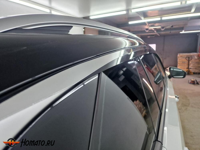 Дефлекторы Volkswagen Tavendor | с хром молдингом, из 6 частей, премиум, плоские, 2D