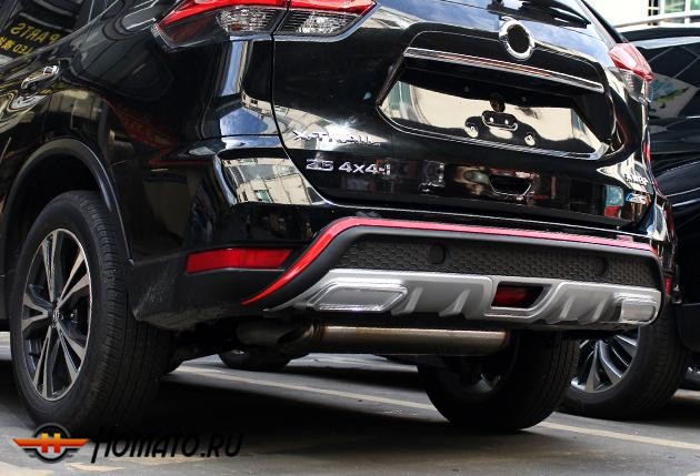 Накладки на бампера для Nissan X-Trail 2019+ рестайл | нержавейка, перед и зад
