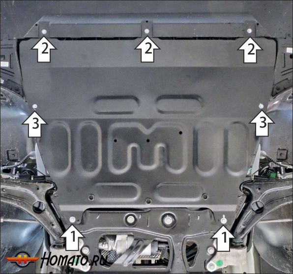 Защита картера JAECOO J8 2024- | двигатель + КПП, 1,5 мм, сталь | АвтоСтандарт | 59014