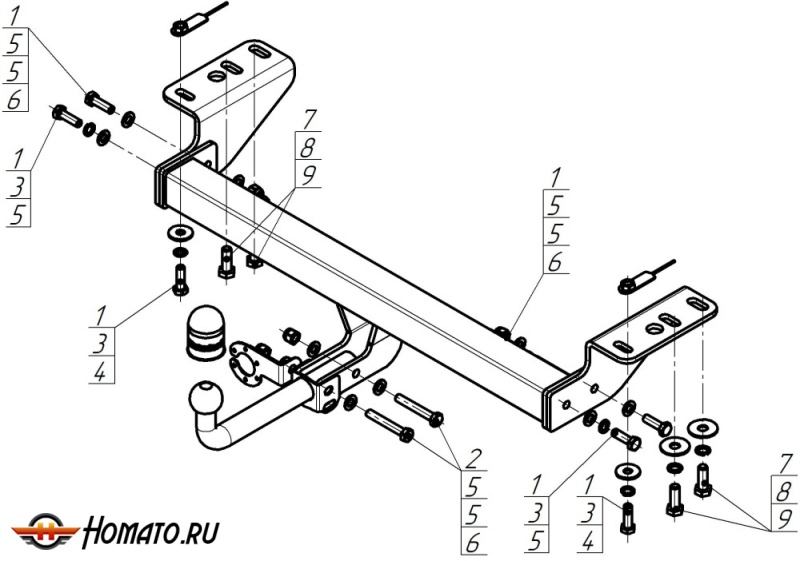 Фаркоп Haval H3 2024- | шар A - оцинкованный, нагрузка 50/1200 | MOTODOR | 93116-A
