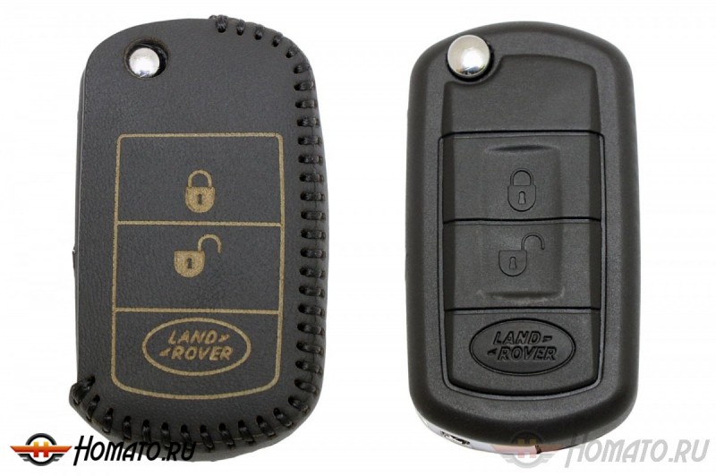 Чехол для ключа Land Rover (брелок) "String", цвет кожи: черный