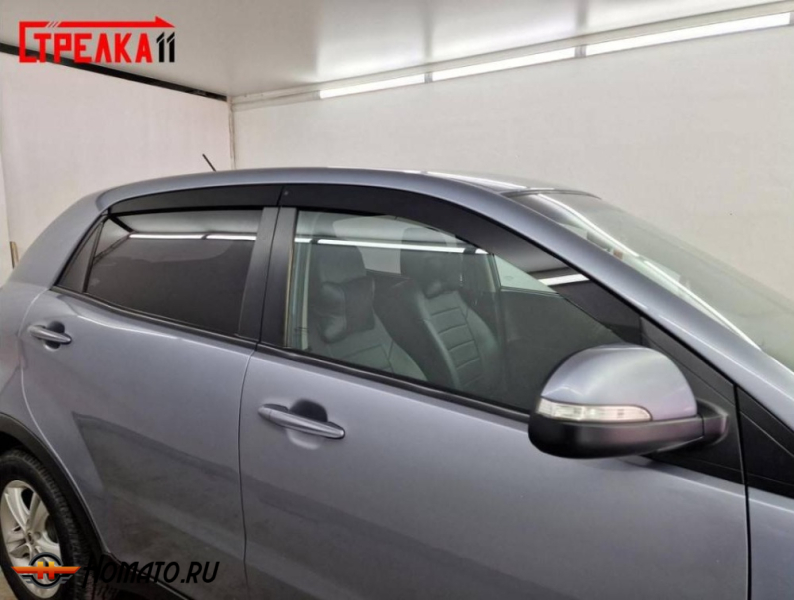 Дефлекторы Ssang Yong Actyon (C200) 2010+/2014+ | из 4 частей, премиум, плоские, 2D