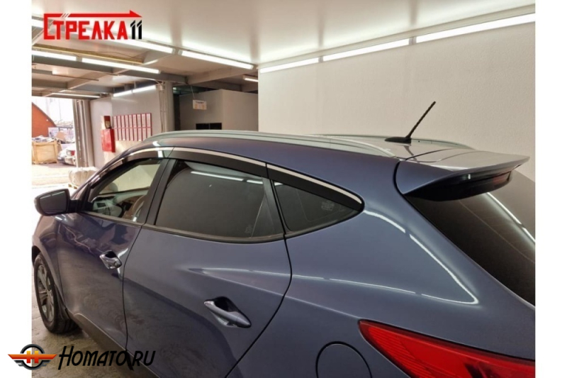 Дефлекторы Хендай Ай Икс 35 | с хром молдингом, из 6 частей, премиум, плоские, 2D