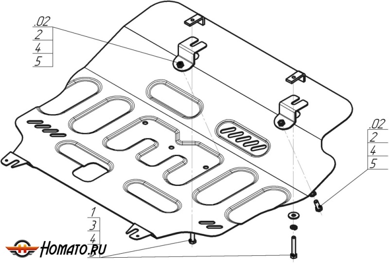 Защита картера Belgee X70 2024- | двигатель + КПП, 2 мм, сталь | MOTODOR | 74203