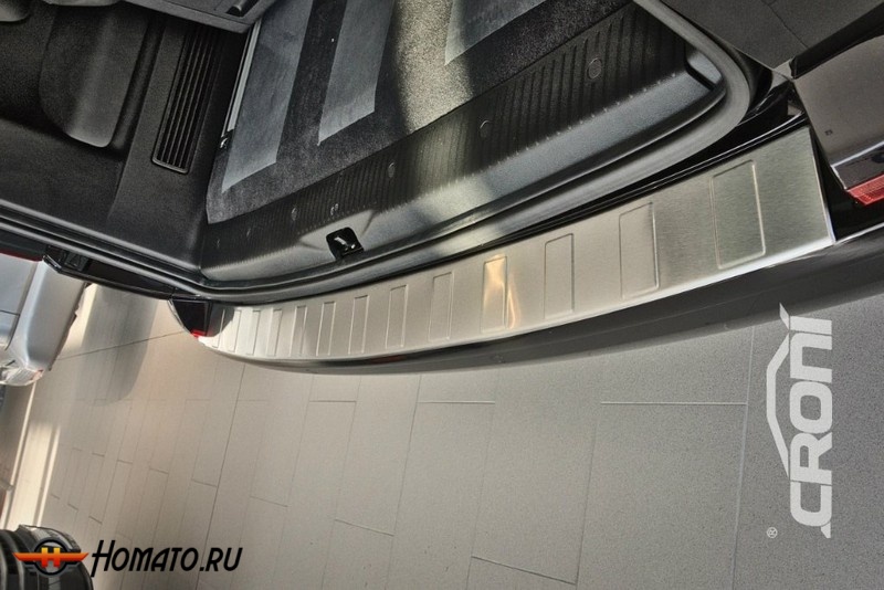 Накладка на задний бампер для Volkswagen T6 2015+ | матовая нержавейка, с загибом, серия Trapez