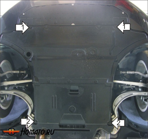 Защита картера Audi A4 2007-2011 | двигатель + КПП, 2 мм, сталь | MOTODOR | 70104