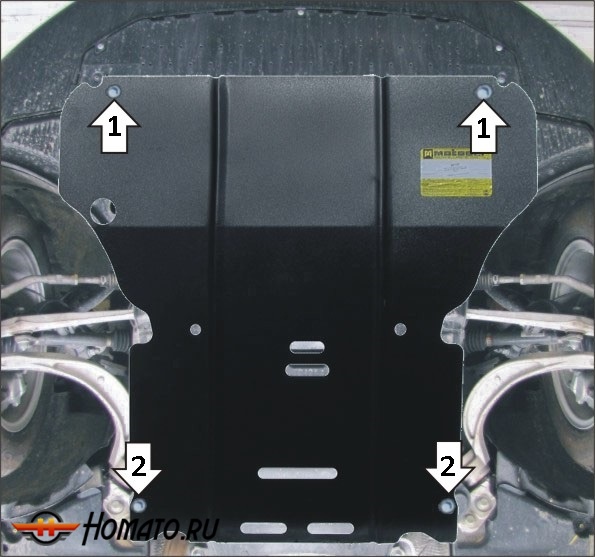 Защита картера Audi A4 2007-2011 | двигатель + КПП, 2 мм, сталь | MOTODOR | 70104
