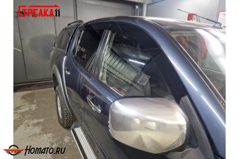 Дефлекторы Mitsubishi L200 2007-2015 | из 4 частей, премиум, плоские, 2D