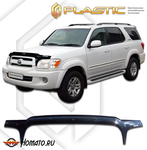 Дефлектор капота Toyota Sequoia 1 2004-2007 (UCK35, UCK45) | exclusive, черный