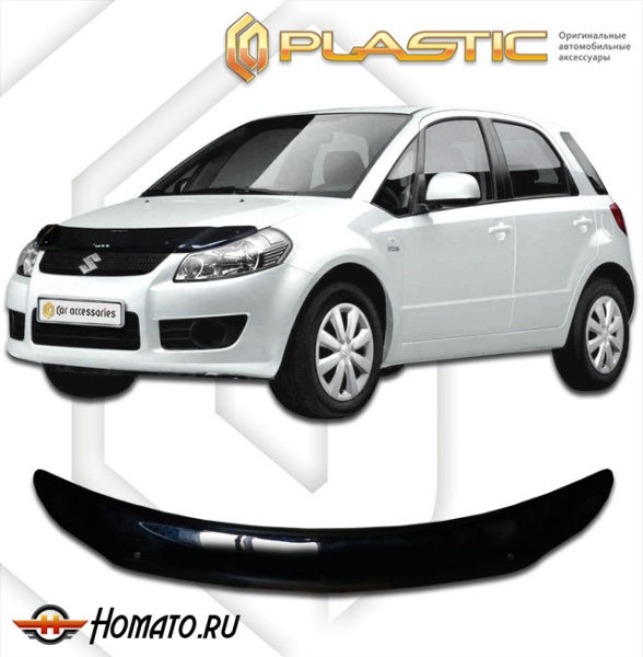 Дефлектор капота Suzuki SX4 2006-2012 (левый руль) | черный