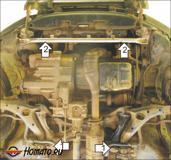 Защита картера Honda CR-V I 1997-2002 | двигатель + КПП, 2 мм, сталь | MOTODOR | 70808