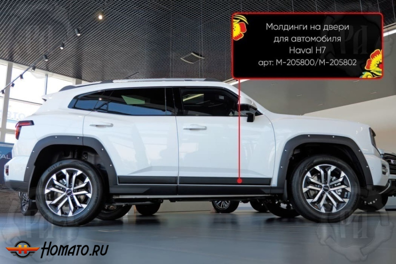 Молдинги на двери для Хавал Н7 2025+ | шагрень