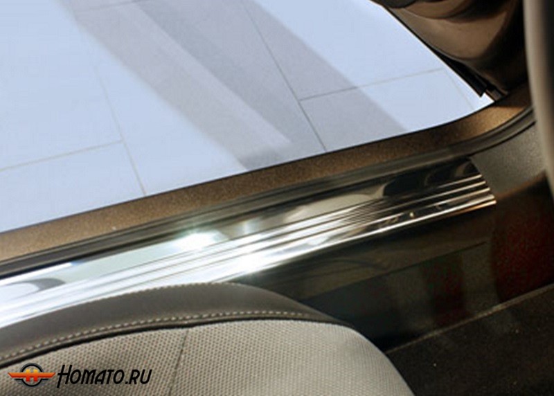 Накладки на пороги (на пластик) для Mazda CX-5 (2015-2016) | матовая нержавейка