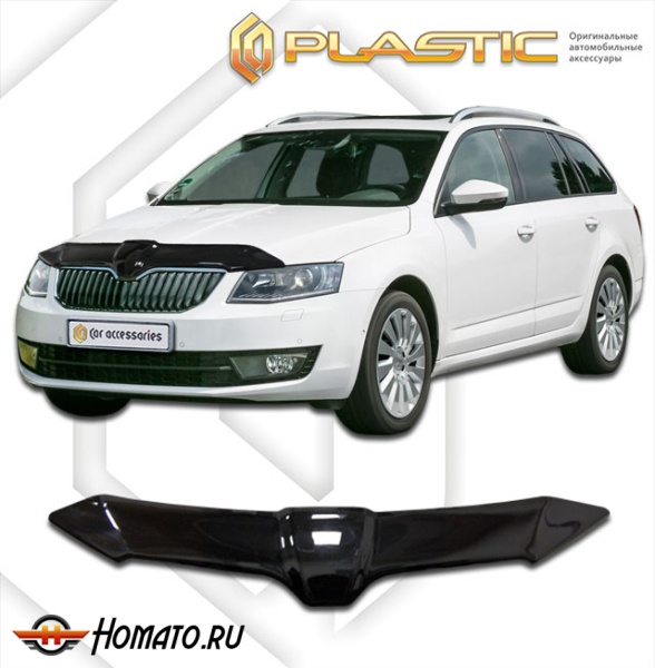 Дефлектор капота Skoda Octavia Combi A7 2013-2016 (5E) | черный