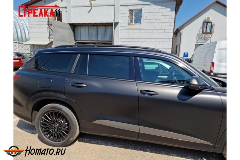 Дефлекторы Audi Q6 2023+ | с хром молдингом, из 6 частей, премиум, плоские, 2D