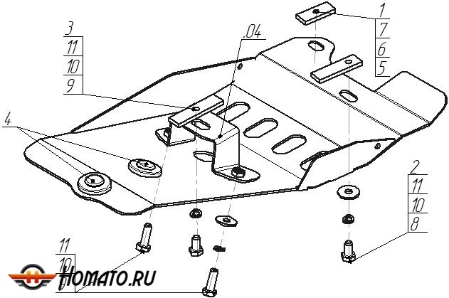 Защита картера Ford Explorer 2010-2015 | трубки кондиционера, 3 мм, сталь | MOTODOR | 10704