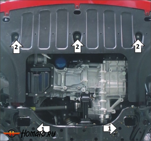 Защита картера KIA Rio X 2020-2022 | двигатель + КПП, 2 мм, сталь | MOTODOR | 70912