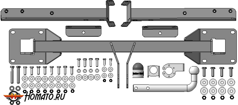 Фаркоп Mercedes-benz M-class 2005-2011 | шар A - оцинкованный, нагрузка 75/1900 | MOTODOR | 91205-A