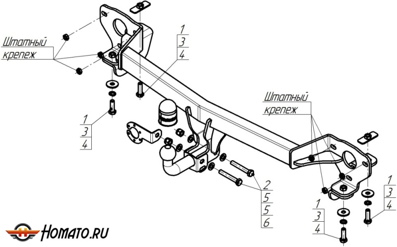 Фаркоп Gac GS8 2023- | шар A - оцинкованный, нагрузка 60/1200 | MOTODOR | 97803-A