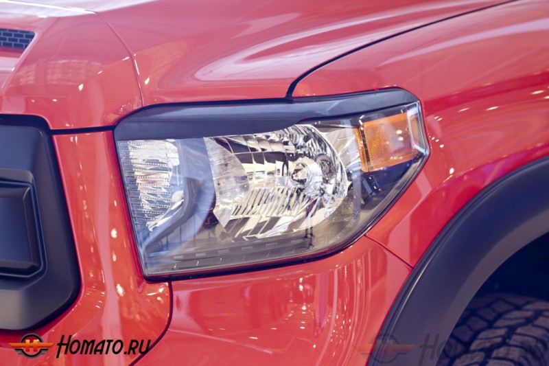 Накладки на передние фары (реснички) для Toyota Tundra 2013+ | глянец (под покраску)