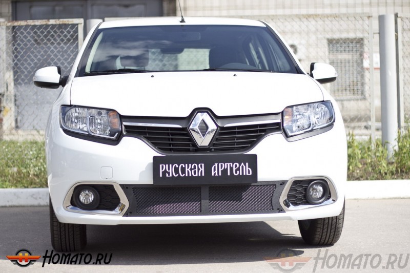 Защитная сетка переднего бампера для Renault Sandero 2014+ | шагрень