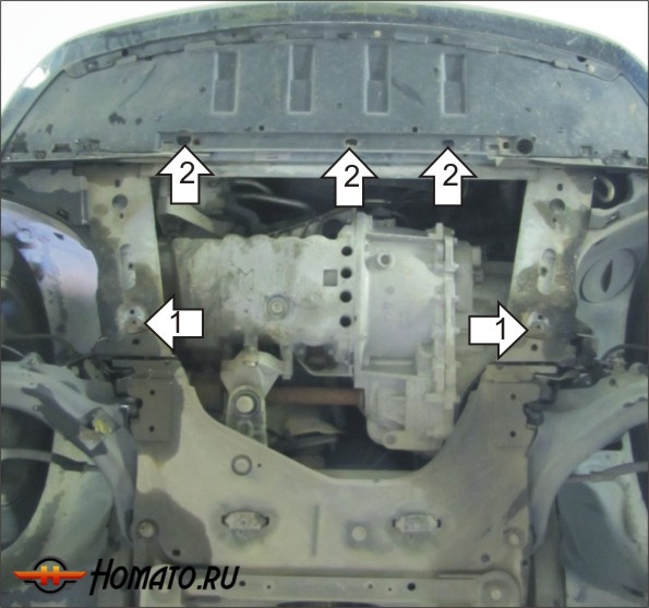 Защита картера Renault Scénic II 2003-2006 | двигатель + КПП, 2 мм, сталь | MOTODOR | 01713
