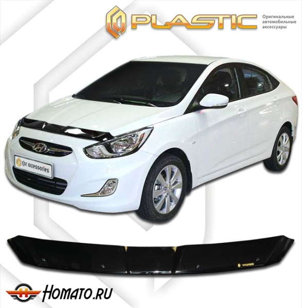 Дефлектор капота Hyundai Solaris седан 2011-2013 | черный