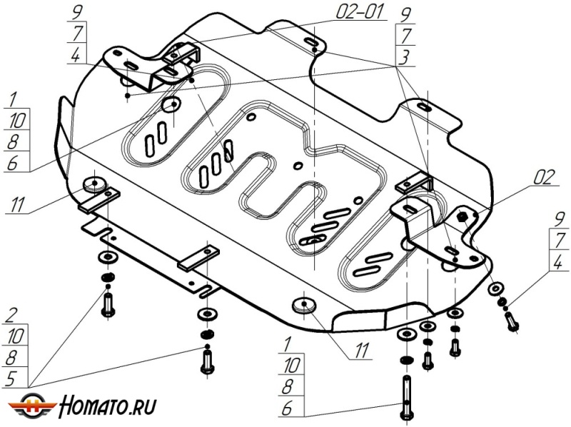 Защита картера Jac T9 2024- | радиатор, 2 мм, сталь | MOTODOR | 78315