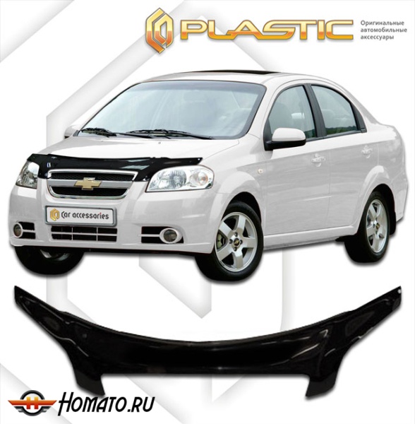 Дефлектор капота Chevrolet Aveo седан 2006-2011 | exclusive, черный