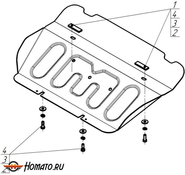 Защита картера Changan Hunter Plus 2023- | радиатор, 2 мм, сталь | MOTODOR | 77213