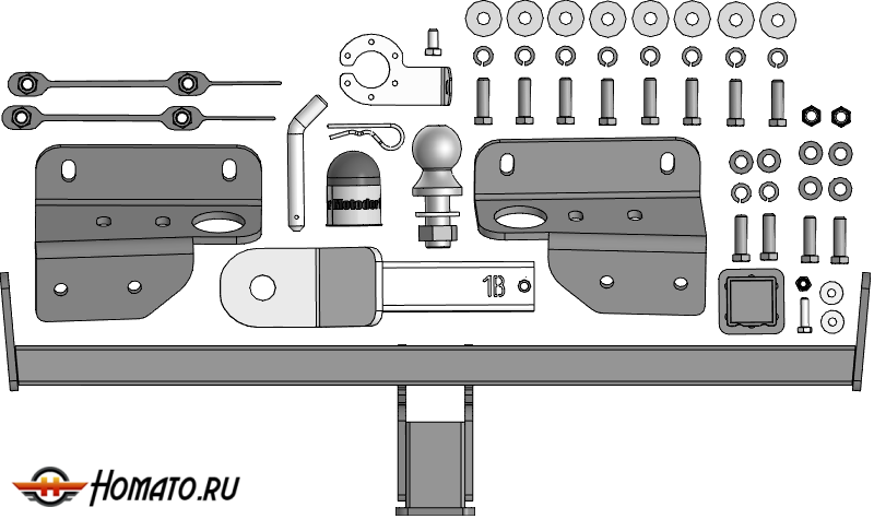 Фаркоп Jetour T1 2025+ | шар E - быстросъемный под квадрат, нагрузка 60/1600 | MOTODOR | 99030-E