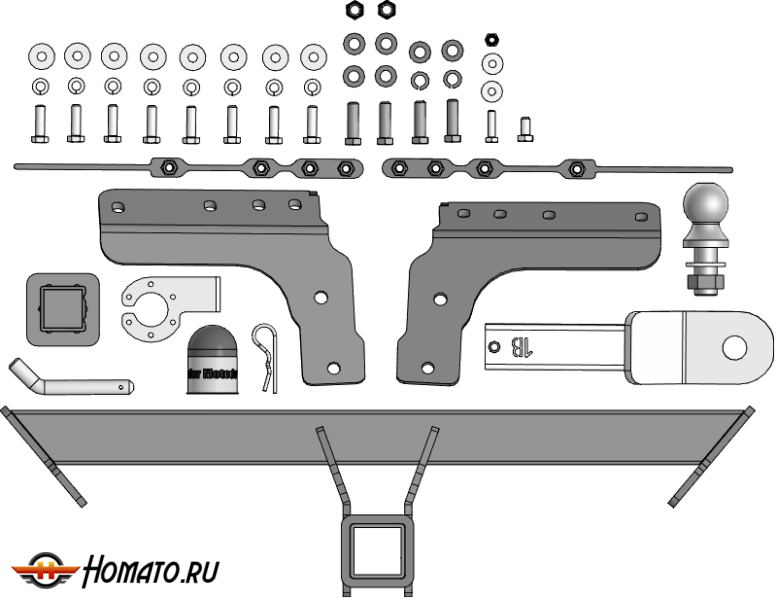 Фаркоп Exeed RX 2023- | шар E - быстросъемный под квадрат, нагрузка 75/1500 | MOTODOR | 99016-E