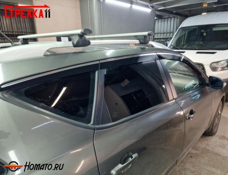 Дефлекторы Киа Сид 1 универсал 2007-2012 | с хром молдингом, из 6 частей, премиум, плоские, 2D