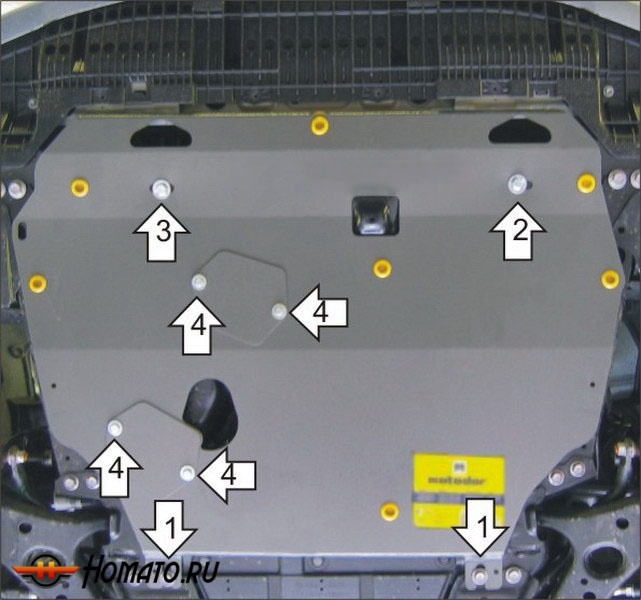 Защита картера Toyota Corolla 2006-2013 | КПП + двигатель, 2 мм, сталь | MOTODOR | 72537