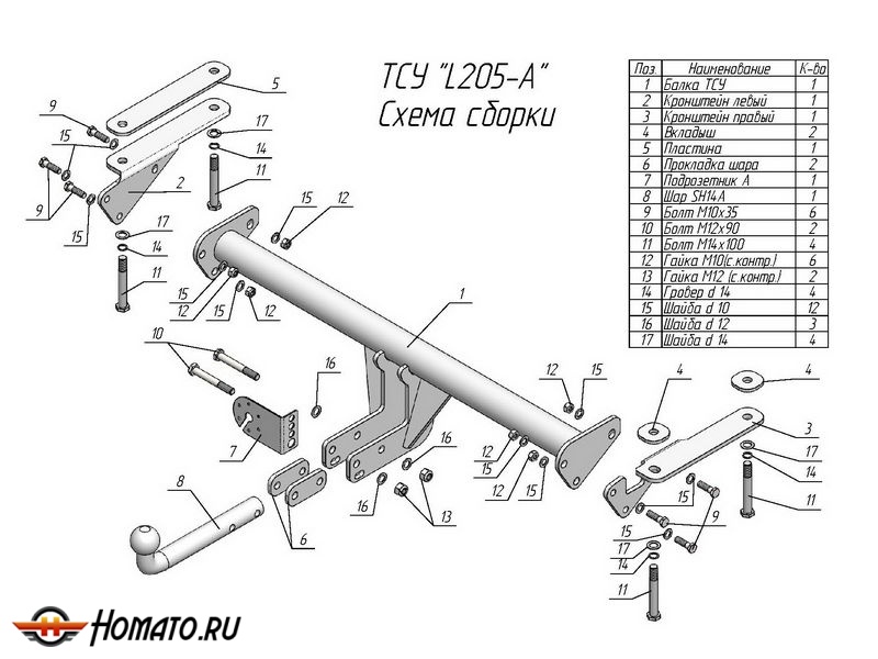 Фаркоп LAND ROVER FREELANDER 2 (LF) (2006-2015) | шар A | Лидер Плюс | L205-A